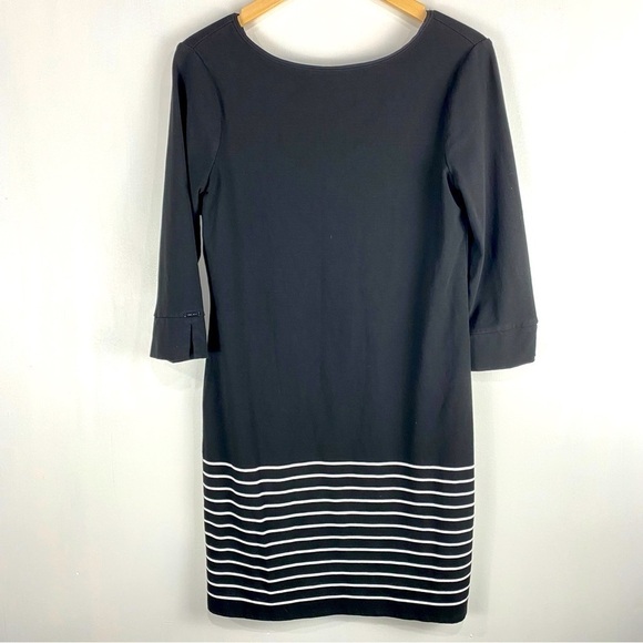 White House Black Market Stretchy Striped Scoop Neck‎ Fitted Mini Dress Small - Picture 1 of 6
